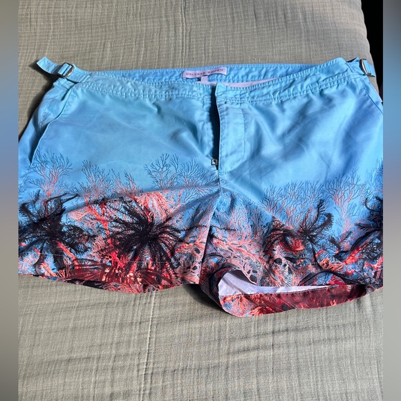 Orlebar Brown Blue and Red Coral Swim Trunks - Picture 1 of 1